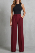 Damen High Waist Hose mit weitem Bein