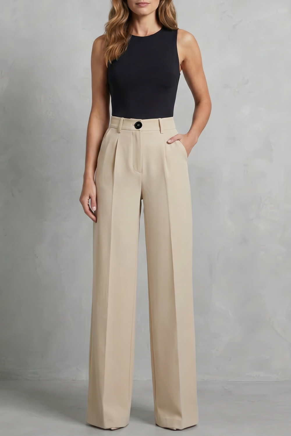 Damen High Waist Hose mit weitem Bein