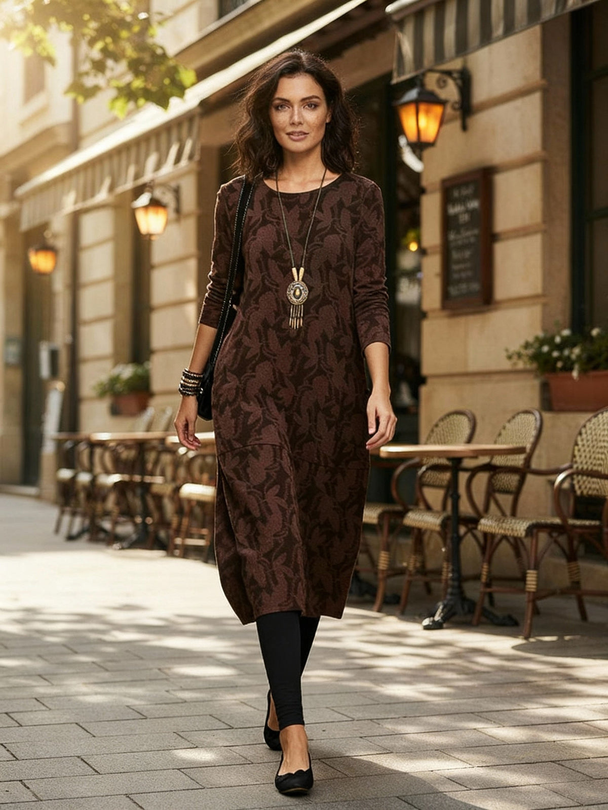 Women’s Elegant Long Sleeve Patterned Dress