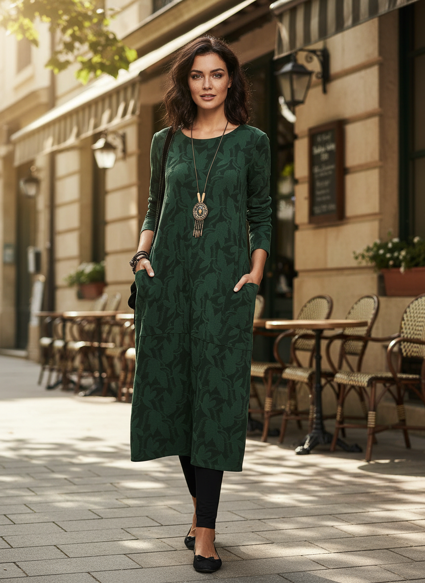 Women’s Elegant Long Sleeve Patterned Dress