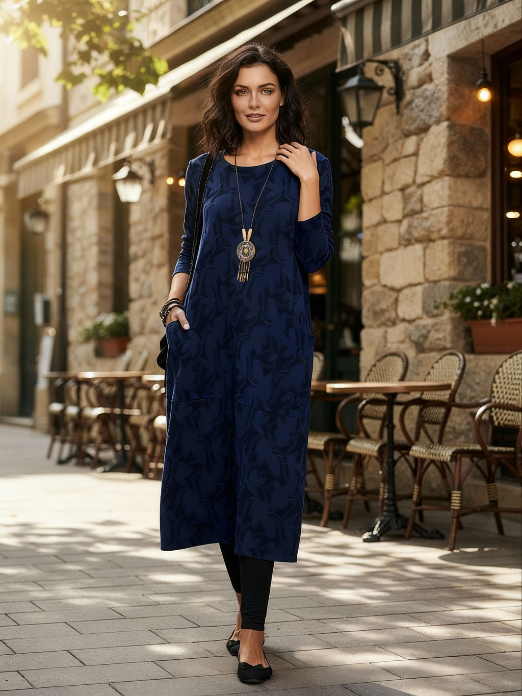 Women’s Elegant Long Sleeve Patterned Dress