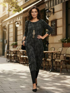 Women’s Elegant Long Sleeve Patterned Dress
