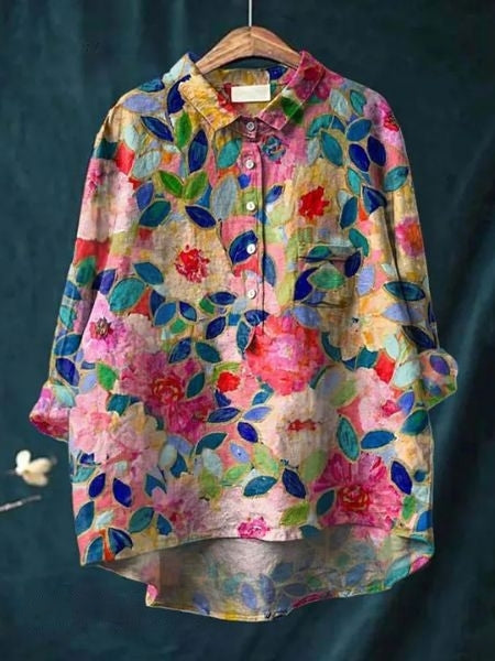 Autumn Blouse with Floral Print for Women - Lightweight Floral Blouse | Perfect for Everyday and Autumn Occasions - Floral 14