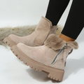 Grobstrick-Stiefeletten mit Fellbesatz für Damen
