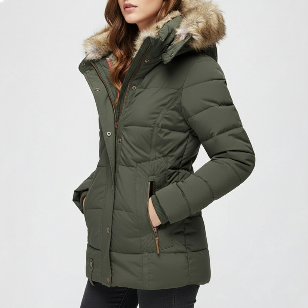 Damen Winterjacke | Mit Fellfutter, Langarm, Gefüttert