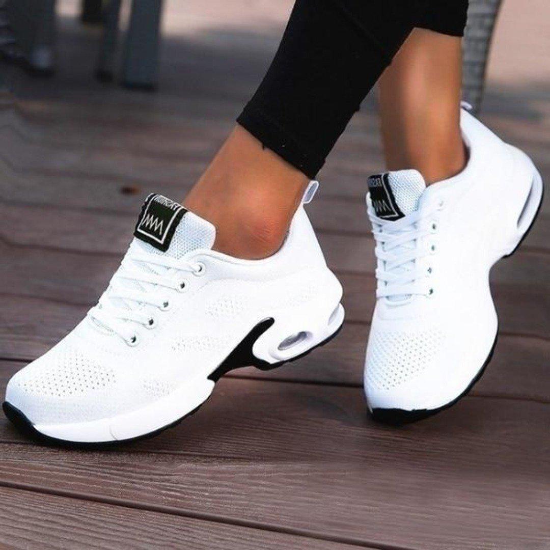 Women's Walking Shoes for Autumn with Slip-On Design, Cushioned Sole and Breathable Mesh - White