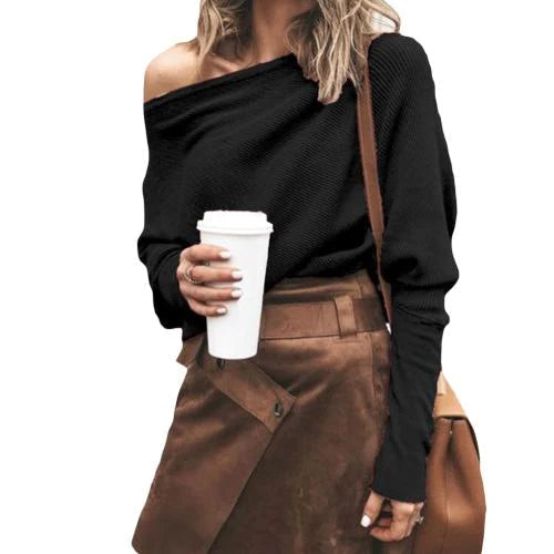 Women's Sweater with Crew Neck | Perfect for Autumn - Black