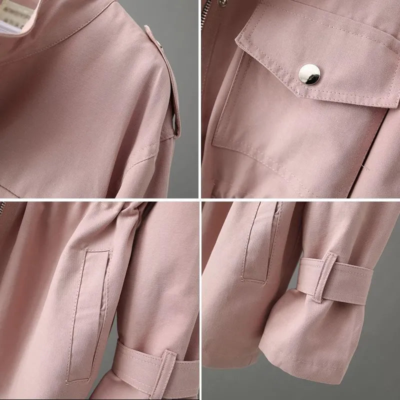Utility-Jacke für Damen mit Reißverschluss und Taschen
