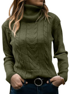Women's Knit Turtleneck Sweater with Flattering Fit | Perfect for the Cold Season - Army Green