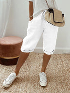 Women's Cotton Shorts with Elastic Waistband – Perfect for Summer - White