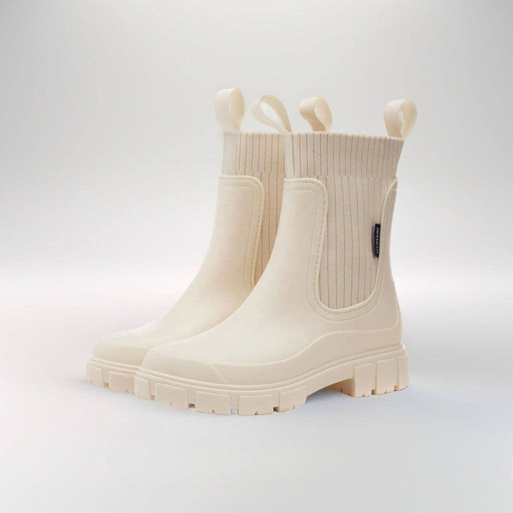 Women's Rain Boots with Water-Resistant Surface and Non-Slip Sole - Eggshell White