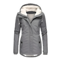 Women's Long Insulated Waterproof Coat with Hood - Gray
