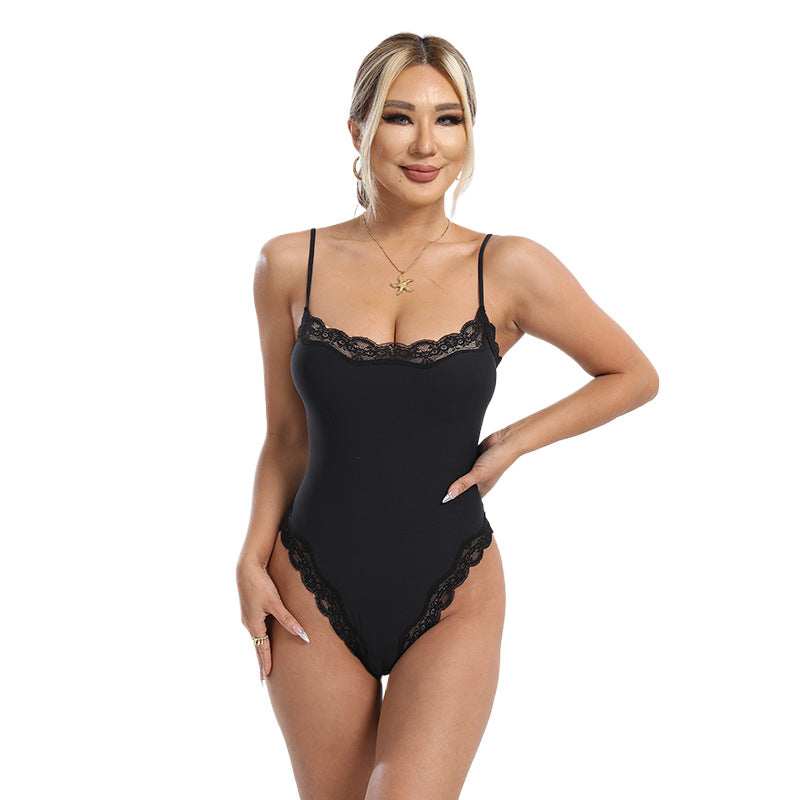 Spitzenbesetzter schlank machender Camisole-Bodysuit