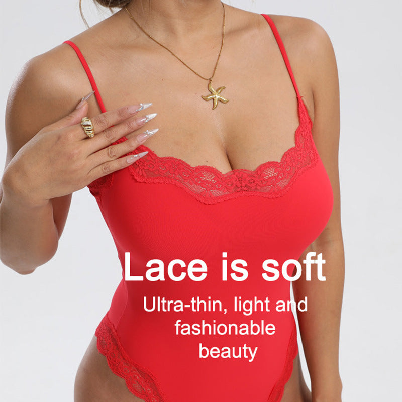 Spitzenbesetzter schlank machender Camisole-Bodysuit