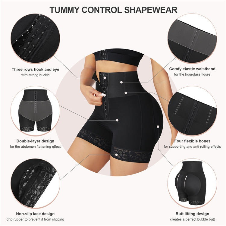 Hook-Closure Waist Shaping Shorts