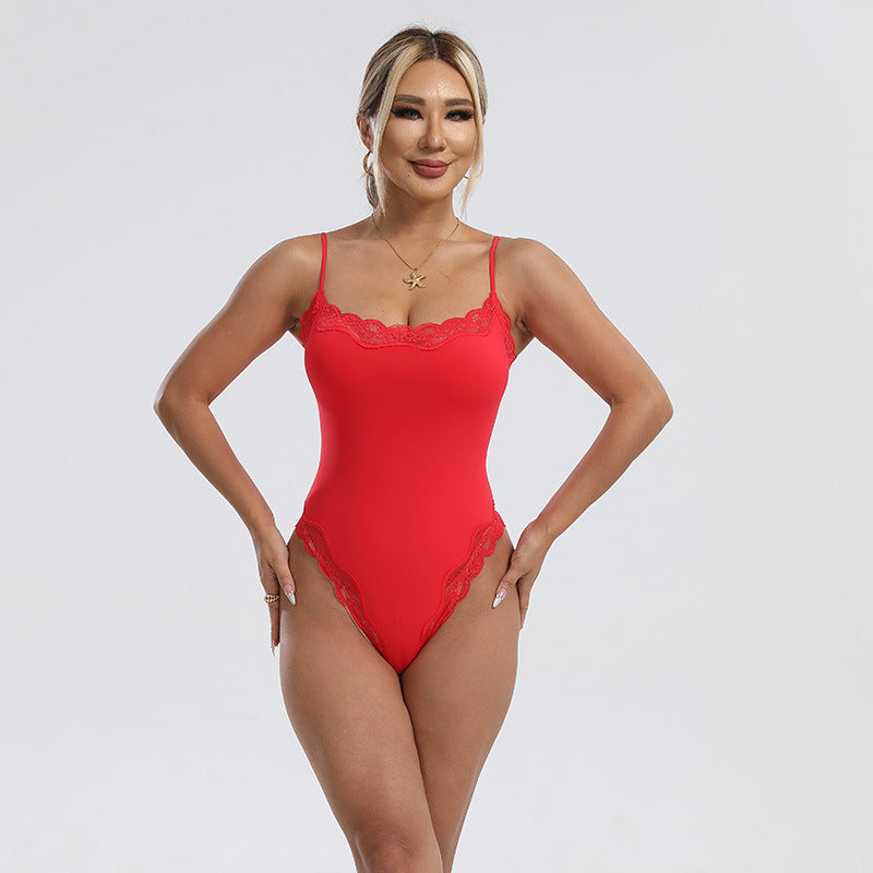 Spitzenbesetzter schlank machender Camisole-Bodysuit