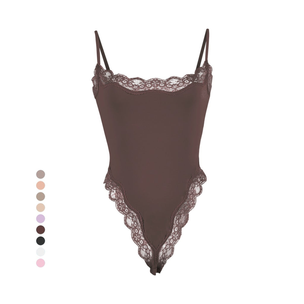 Spitzenbesetzter Cami-Bodysuit