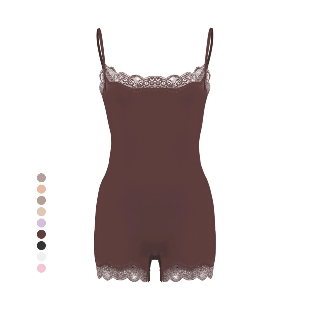 Spitzenbesetzte formende Bodysuit-Shorts
