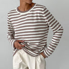 Knit Striped Sweater in Soft Cotton Blend | Perfect for Autumn Days - Brown