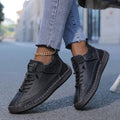 Women's Orthopedic Sneakers with Wide Toe Box and Elastic Panels - Black