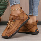 Women's Orthopedic Sneakers with Wide Toe Box and Elastic Panels - Brown