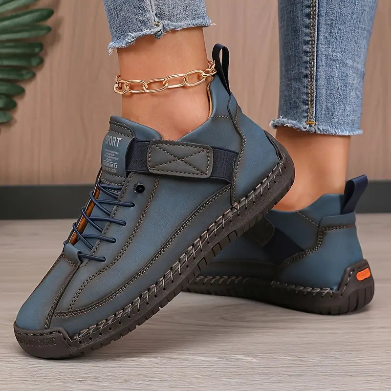 Women's Orthopedic Sneakers with Wide Toe Box and Elastic Panels - Navy