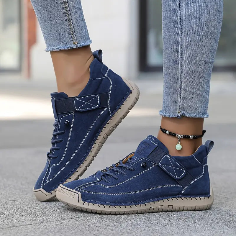 Women's Orthopedic Sneakers with Wide Toe Box and Elastic Panels - Blue