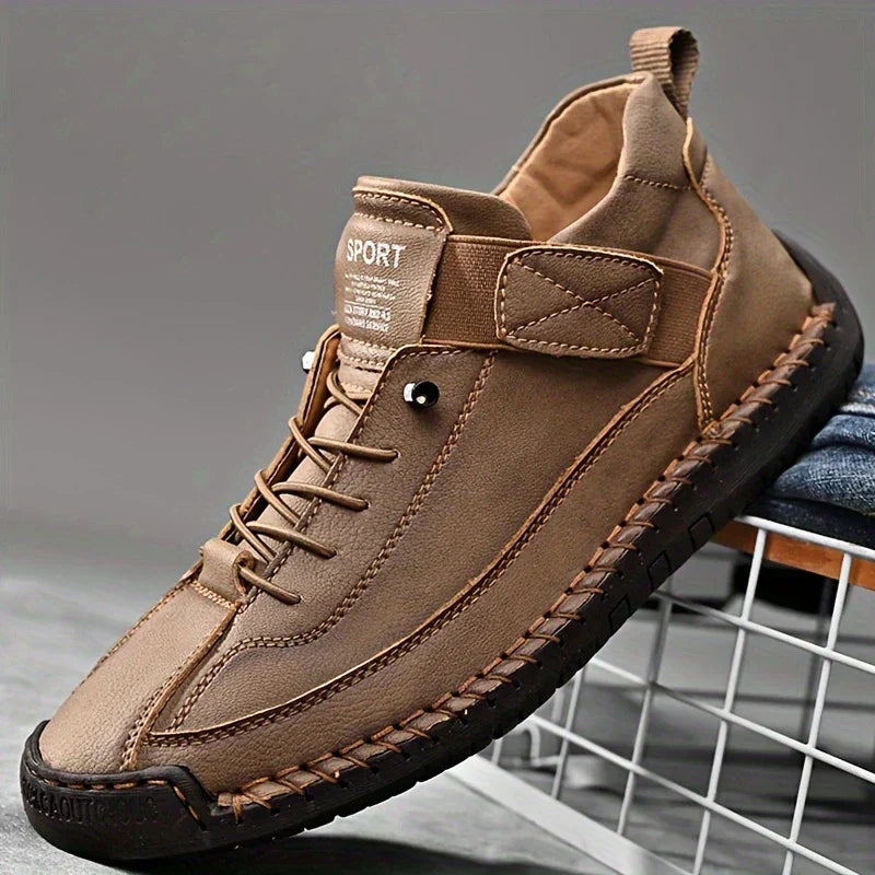 Women's Orthopedic Sneakers with Wide Toe Box and Elastic Panels - Khaki