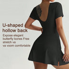 Short-Sleeve Athletic Sculpting Wrap Dress