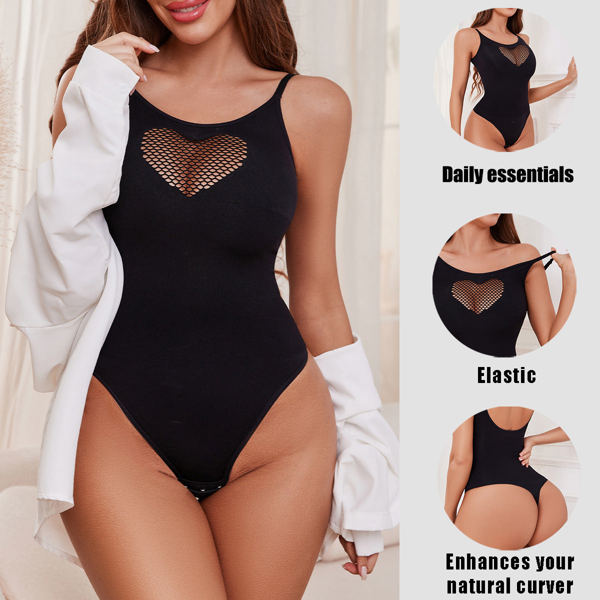 Herz-Mesh-String-Bodysuit