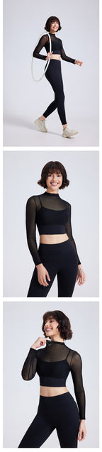 Langarm Sculpting Kompressions Crop Top