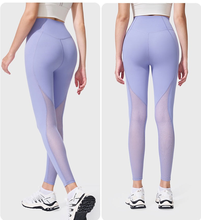 Hohe Taillen Mesh-Panel Sculpting Leggings