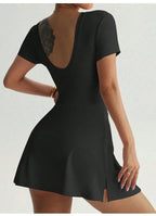 Short-Sleeve Athletic Sculpting Wrap Dress