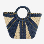 Women's Stylish Basket Bag with Gold Accents