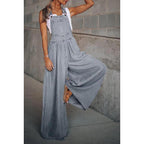 Retro Wide-Leg Denim Overalls with Adjustable Straps – Perfect for Autumn - Gray