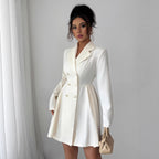 Damen Modischer Doppelreihiger Blazer-Kleid