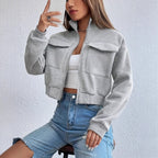 Chaqueta informal corta de moda y cómoda para mujer