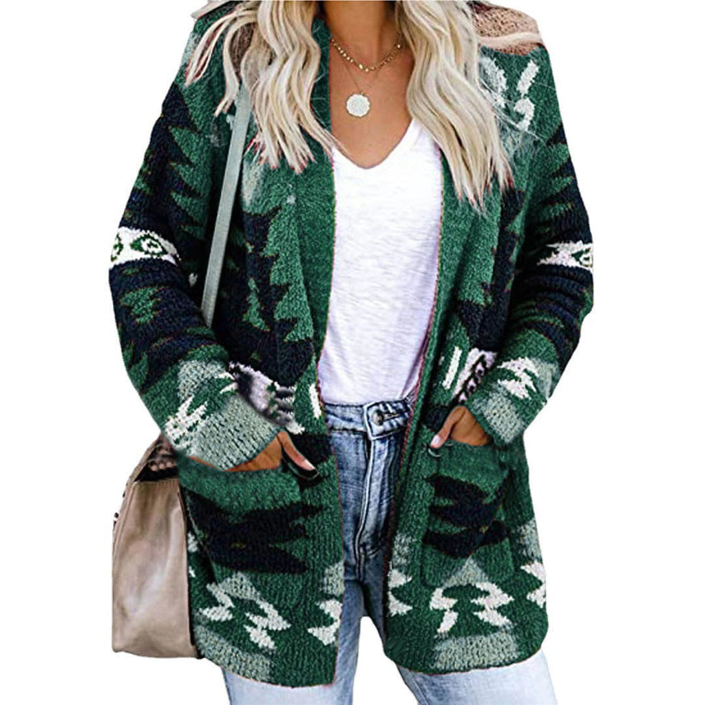 Damen Strickjacke mit Ethno-Muster und praktischen Taschen Drune