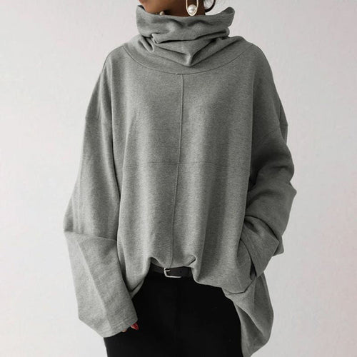 Mounia - Autumn Turtleneck Sweater - Gray