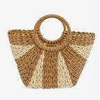 Women's Stylish Basket Bag with Gold Accents