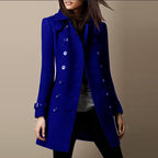 Women's Tweed Jacket with Fitted Cut, Elegant Winter Jacket with Button Closure | Perfect for Winter - Blue