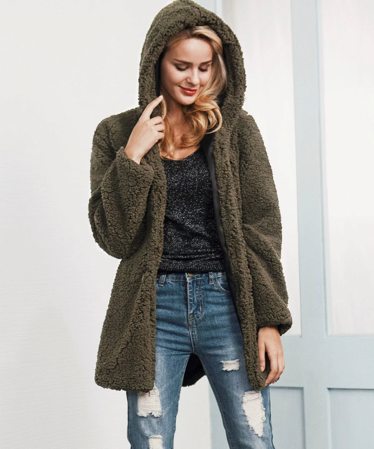 Liebevoller Teddyjacke mit Kapuze