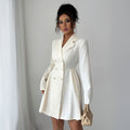 Damen Modischer Doppelreihiger Blazer-Kleid