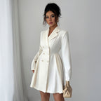 Damen Modischer Doppelreihiger Blazer-Kleid