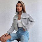 Chaqueta informal corta de moda y cómoda para mujer