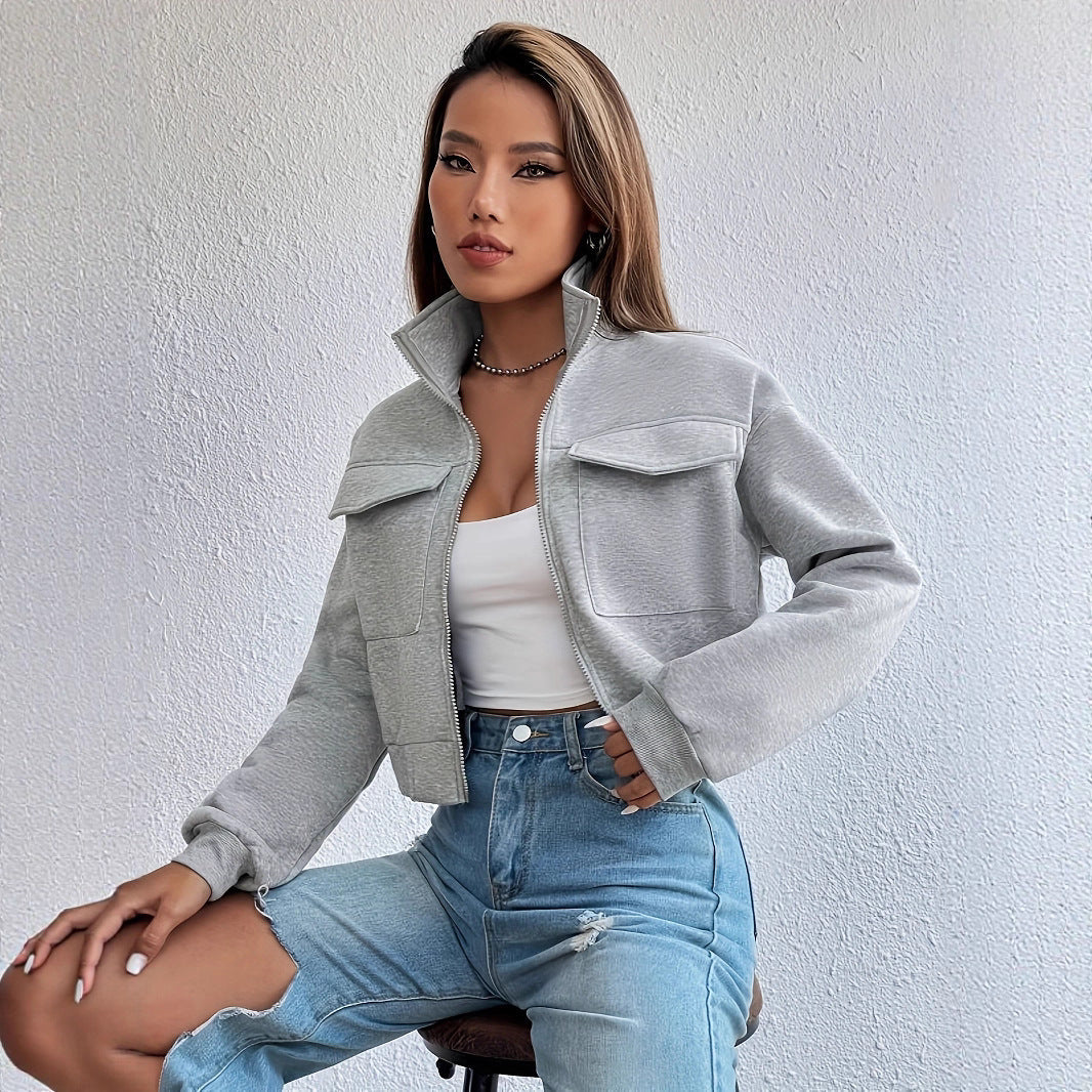 Chaqueta informal corta de moda y cómoda para mujer