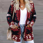 Damen Strickjacke mit Ethno-Muster und praktischen Taschen Drune