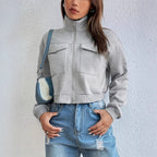 Chaqueta informal corta de moda y cómoda para mujer