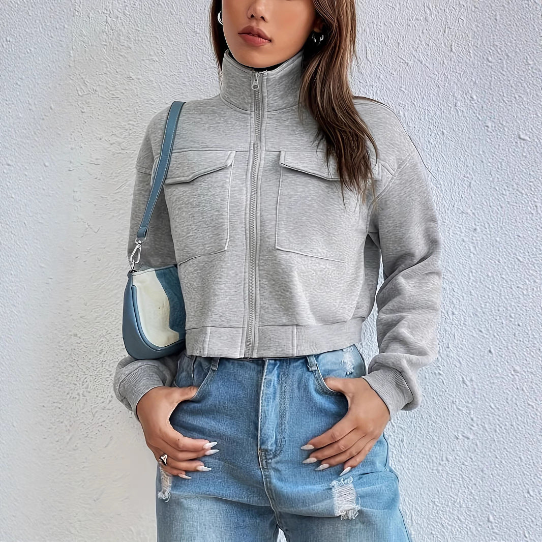 Chaqueta informal corta de moda y cómoda para mujer