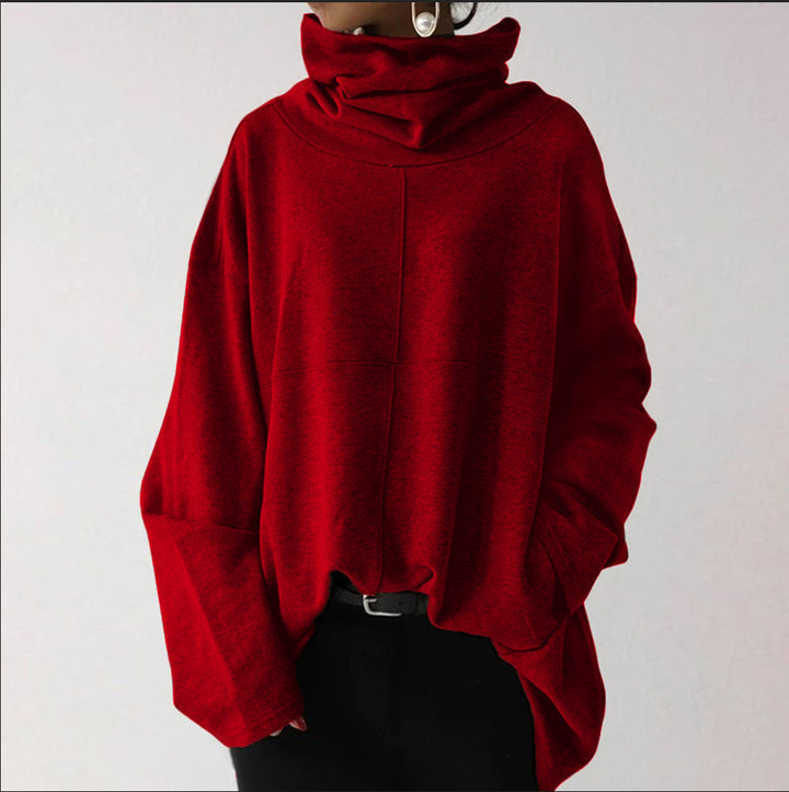 Mounia - Autumn Turtleneck Sweater - Red
